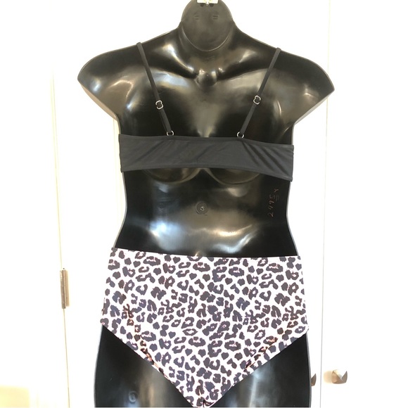 SHEIN | “Maternity” Bathing Suit 2-Tone Pink Leopard Print & Black 2pc | Size S - Picture 2 of 14